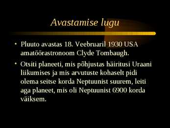 Planeet Pluuto iseloomustus #5