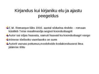 E M Remarque- Elusäde #3