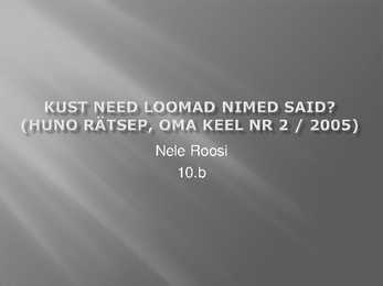 Kust need loomad nimed said
