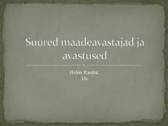 Suured maade avastajad ja avastused