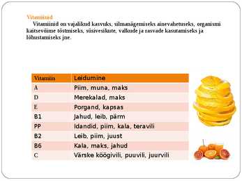 Inimorganismi toitainete vajadus #7