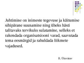 Juhtimise alused #3