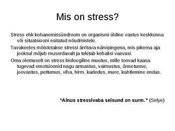 Stress ja haigused #2