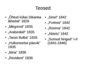 Nikolai Gogol esitlus #3
