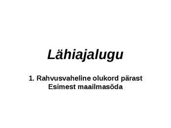 Rahvusvaheline olukord pärast Esimest maailmasõda