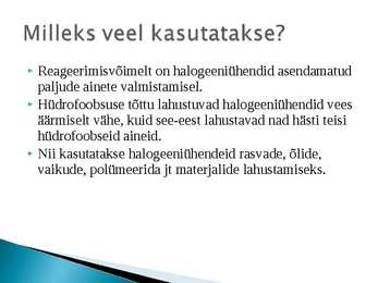 Halogeeniühendid tehnikas ja keskkonnas #12