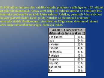 Toiduprobleemid maailmas #3
