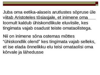 Aristotelese vaateid ühiskonnast #2