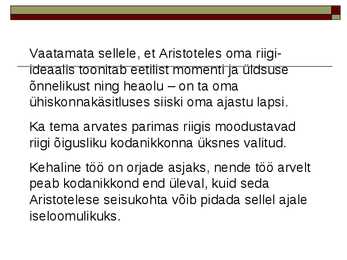 Aristotelese vaateid ühiskonnast #8