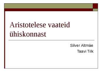 Aristotelese vaateid ühiskonnast