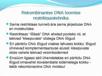 Geenitehnoloogia meetodid #7