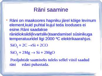 Räni ja räniühendid - Kvarts-liiv-klaas #3