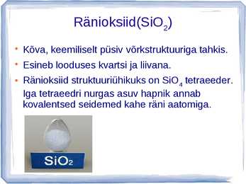 Räni ja räniühendid - Kvarts-liiv-klaas #10