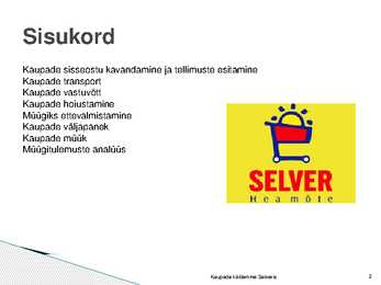 Kaupade käitlemine Selveris #2