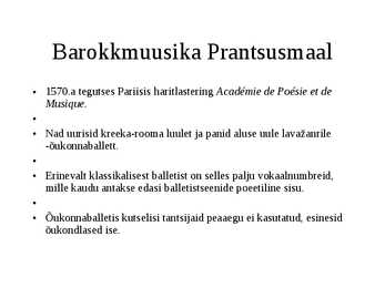 Barokkmuusika Prantsusmaal #4