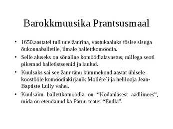 Barokkmuusika Prantsusmaal #5