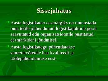 Logistika alused #3
