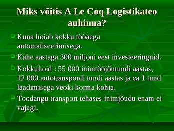 Logistika alused #8