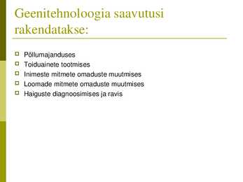 Geenitehnoloogia meetodid #3