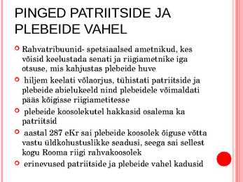 Patriitsid ja plebeid #8