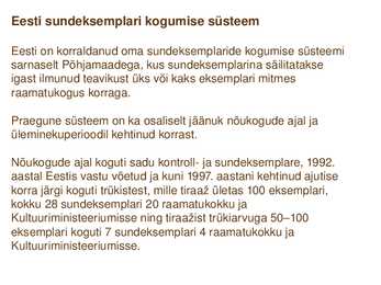 Sundeksemplari seadus-Kultuuripärandi säilitamine #11