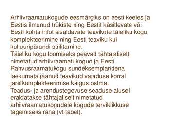 Sundeksemplari seadus-Kultuuripärandi säilitamine #13