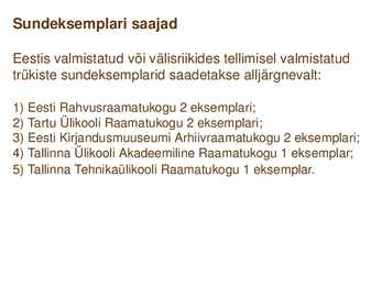 Sundeksemplari seadus-Kultuuripärandi säilitamine #22