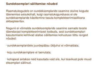 Sundeksemplari seadus-Kultuuripärandi säilitamine #28