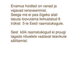Sundeksemplari seadus-Kultuuripärandi säilitamine #50