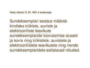 Sundeksemplari seadus-Kultuuripärandi säilitamine #7