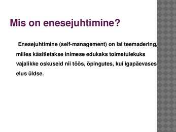 Enesejuhtimise ettekanne #2
