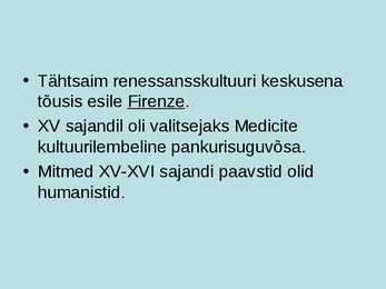 Renessans ja Humanism #5