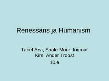 Renessans ja Humanism