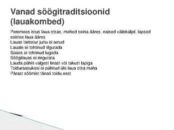 Talurahva toidud - PowerPoint #5
