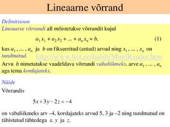 Lineaarsed võrrandi süsteemid #2