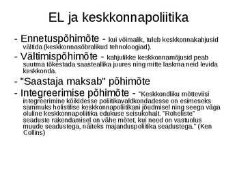 EL ja keskkonnapoliitika #12