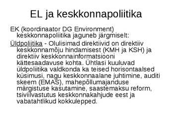 EL ja keskkonnapoliitika #14