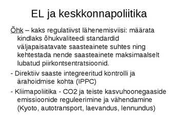 EL ja keskkonnapoliitika #15