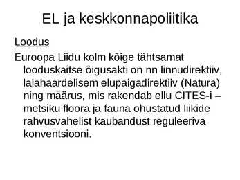 EL ja keskkonnapoliitika #17