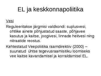 EL ja keskkonnapoliitika #19