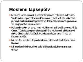 Moslemite elulaad #4