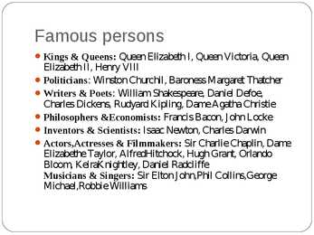 Famous people and sights of England #2