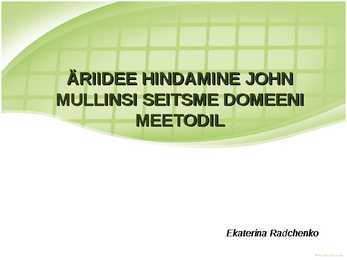 Äriidee hindamine-John Mullins