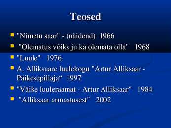 Artur Allikasaar - Slideshow eluloo kohta #5