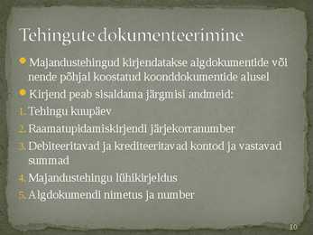 Raamatupidamise sise-eeskiri #10