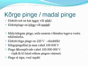 Pinge ja pinge ühik #6