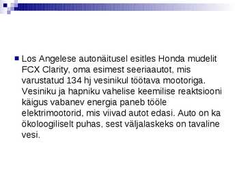 Vesinikul töötavad autod #8