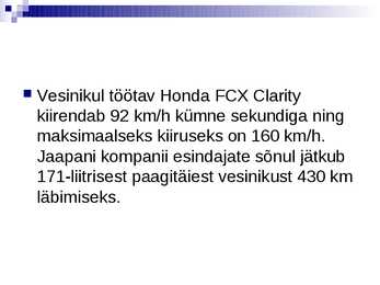 Vesinikul töötavad autod #9