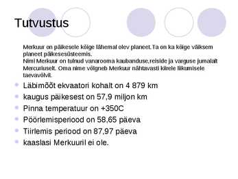 Merkuuri powrpointi esitlus #2