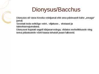 Antiikjumalad ja nende kujutamine kunstis-Dionysos Bacchus #3